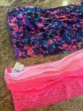 2-Pack Victoria Secret Lace Bandeau Bralettes in Multicolor and Pink NWT, NWOT